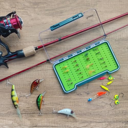 Clear Waterproof Fly Fishing Box Super Slim Silicone Fly Hook Storage Case Pocket Size Tackle Box Light Weight (2xBlue-7.36"X4.02"X0.63")