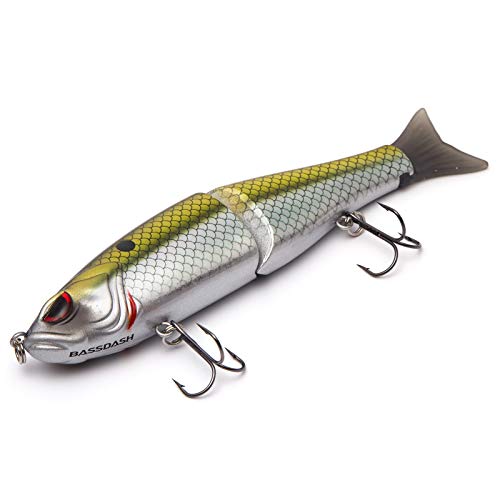 SwimShad Glide Baits Jointed Swimbait Bass Pike Salmon Trout Muskie Fishing Lure (Blue Gold / 4.5in/0.65oz)