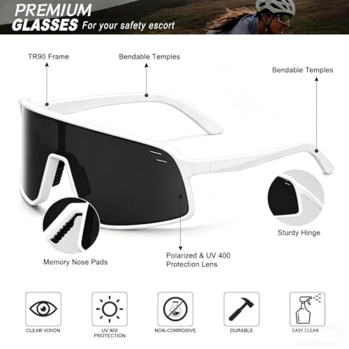 Sunglasses for Men Women (White &Gray Lens)