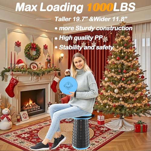 2026 Upgraded XXL 19.7" Collapsible Stool with Cushion (Blue-xxl / XX-Large)