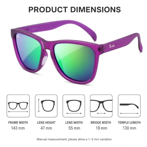 Polarized Golf Sunglasses and Hiking Sunglasses for Men Women (Purple / Green Mirror)