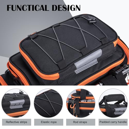 Fishing Tackle Bag (C1:Black Orange(Without Trays) / Small)