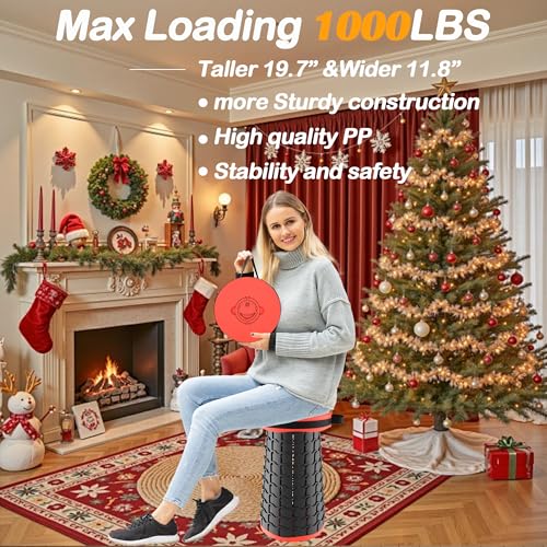 2026 Upgraded XXL 19.7" Collapsible Stool with Cushion (Red-xxl / XX-Large)