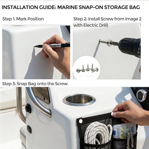 Marine Mesh Double Pocket Boat Gear Storage Bag (Black / Large)