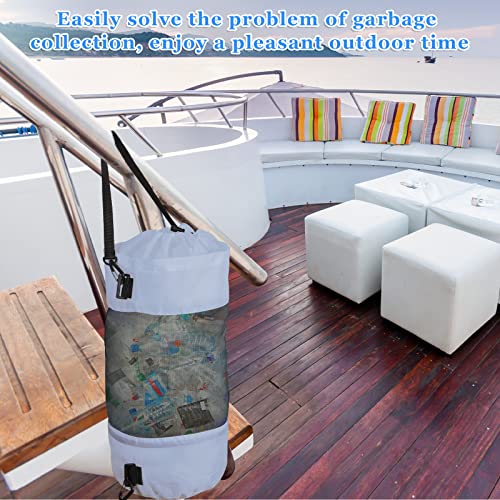 Boat Trash Bag Garbage Can Collapsible Mesh Trash Container (Grey / Classic Style)