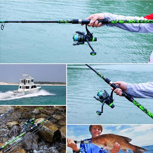Surf Fishing Rod and Reel Combo Medium (green / 10ft-Spinning-3Pc-MH)