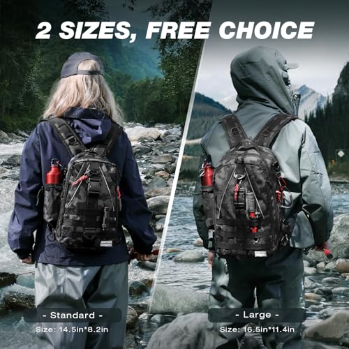 Fishing Backpack with Rod Holder (Black Camouflage)