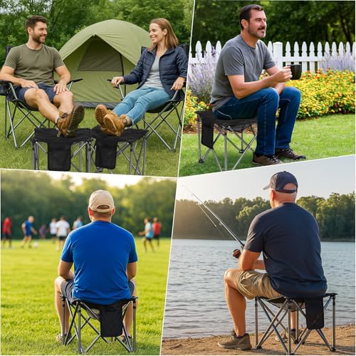 Oversized Padded Camping Stool (Black / 2 PACK)