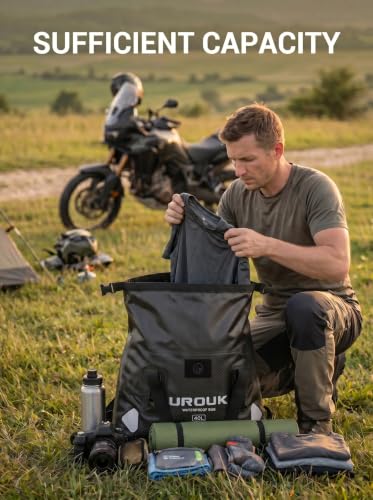 Waterproof Duffel Bag 40L 65L 90L Large Motorcycle Dry Bag Backpack (Carbon Fiber Black / 40L)