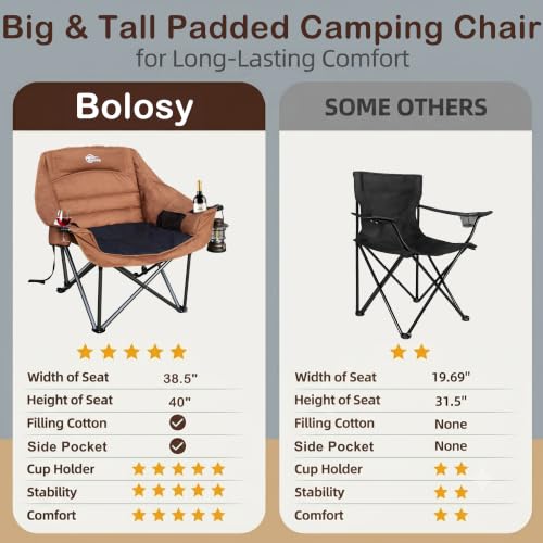 2 Pack Oversized Camping Chairs for Adults Heavy Duty (Brown / 2 PACK)