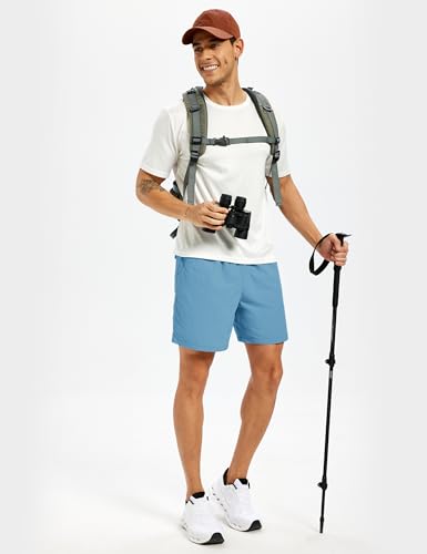 Men's Hiking Fishing Shorts UPF 50+ Quick Dry Lightweight 6" Summer Casual Shorts with Zipper Pockets SkyBlue (Small / Skyblue)