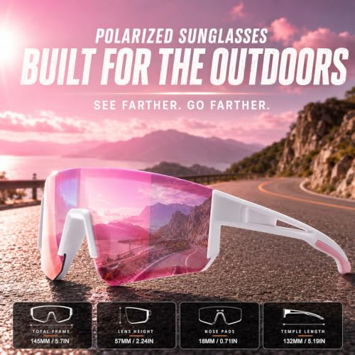 3 Pack Polarized Sports Sunglasses UV400 (A2-black+white Pink+pink)