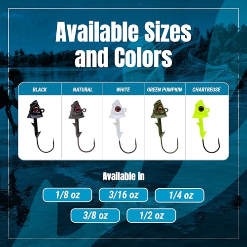 Tungsten Fish Head Jig Heads (Chartreuse / 3/8 Oz)