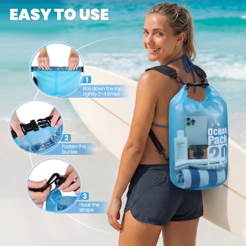 Waterproof Dry Bag Backpack for Kayaking (Blue / 20L)