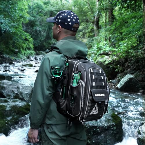 Fishing Backpack 2 * 3700 Tackle Boxes 40L Waterproof Tackle Backpack with Rod Holders Large Outdoor Storage Tackle Bag for Fishing Men Women (With 3700*2 Black (40l))