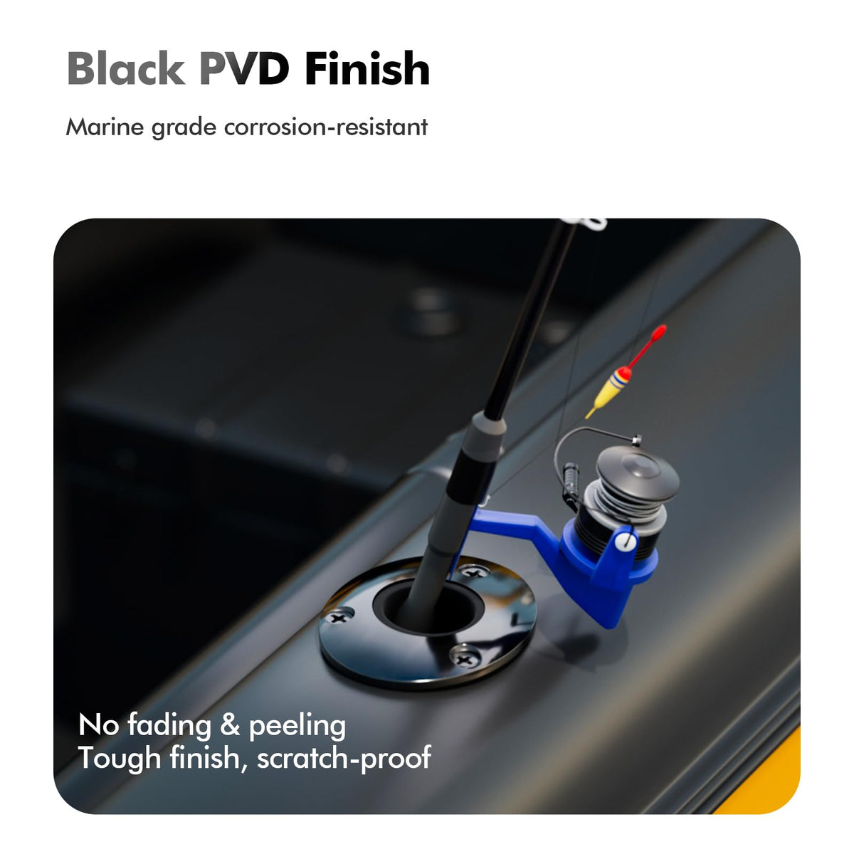 Boat Fishing Rod Holder (PVD Black / 15 Degree)