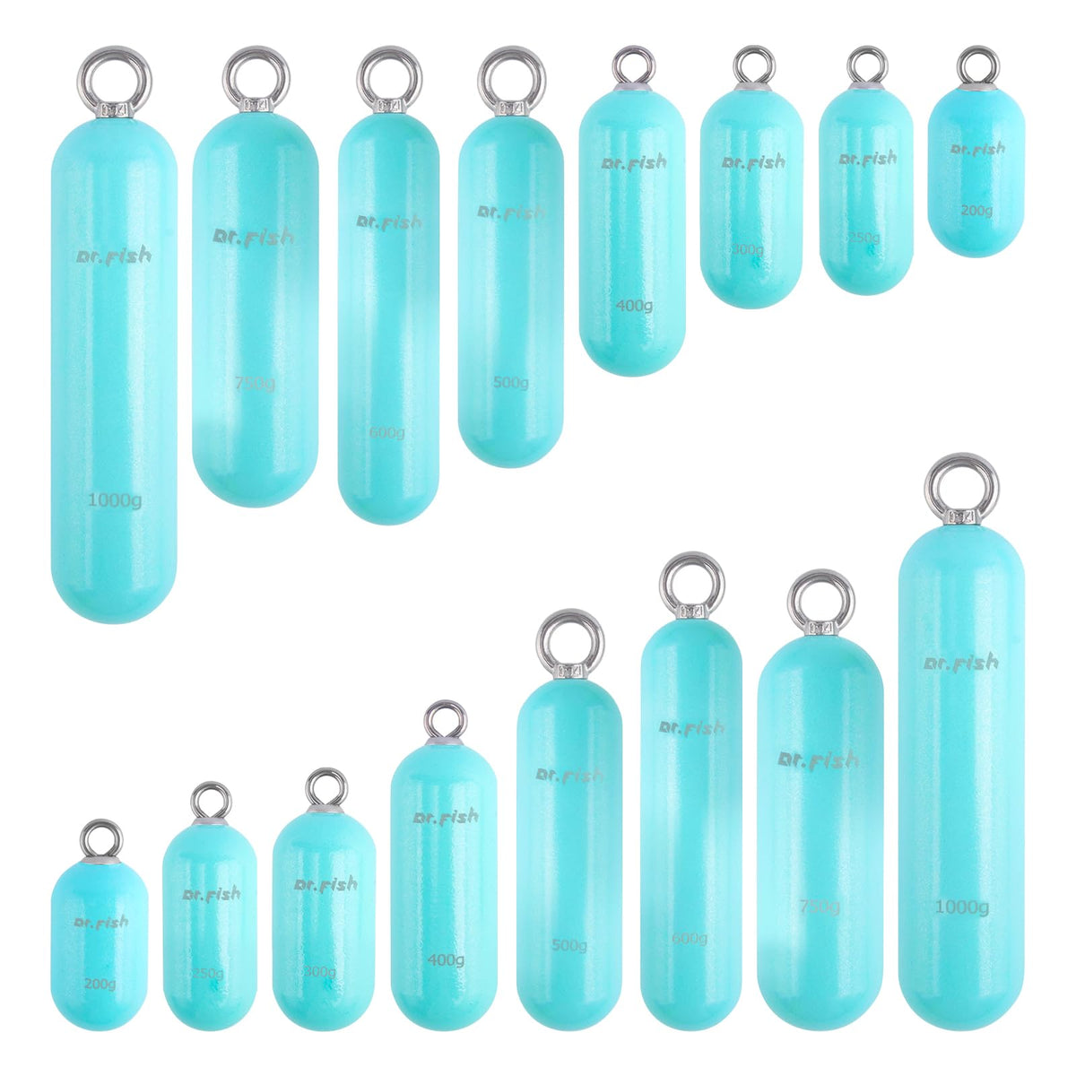 3pk Cylindrical Sinker Weight Saltwater Fishing 18oz (500g/18oz-3pcs)