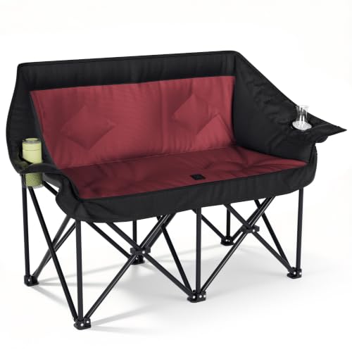Oversized Double Camping Chairs 2 Person Folding Loveseat