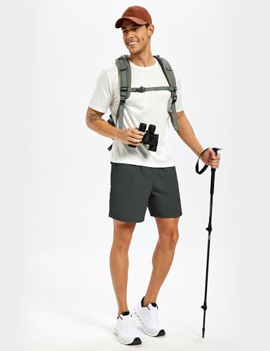 Men's Hiking Fishing Shorts UPF 50+ Quick Dry Lightweight 6" Summer Casual Shorts with Zipper Pockets Darkgrey (XX-Large / Darkgrey)