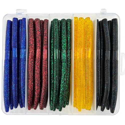 5 Colors 40 Pack Senko Worms for Bass Fishing