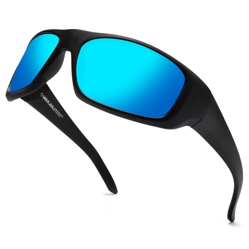 XL Z87 Sports Sunglasses for Big Heads Men 8700 (Black/Ice Blue)