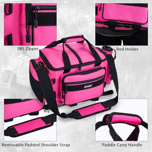 Fishing Tackle Bag with 2PCS 3700 Tackle Boxes (B1:Pink with 2 3700 Tackle Boxes / Medium)