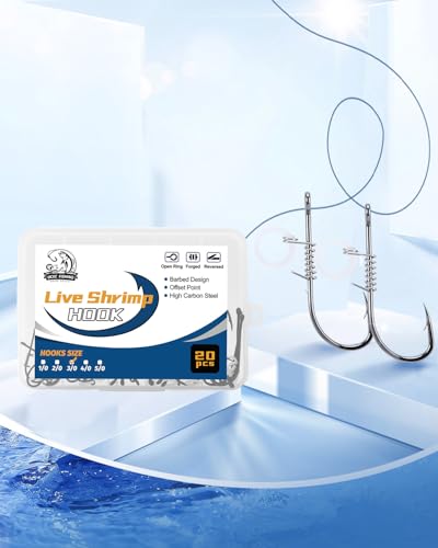 20PCS Live Shrimp Fishing Hooks (3/0, 20pcs)