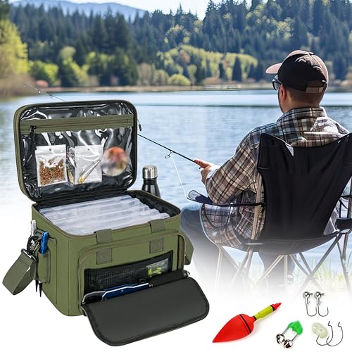 Fishing Tackle Bags (Olive Drab Green / S (Stores 6 Fishing Tackle Boxes))