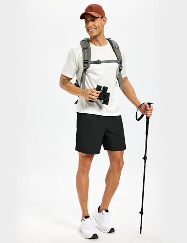 Men's Hiking Fishing Shorts UPF 50+ Quick Dry Lightweight 6" Summer Casual Shorts with Zipper Pockets Black (XX-Large / Black)