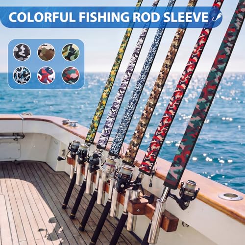 6 Pack Neoprene Fishing Rod Sleeves (65" / Assorted Camo)