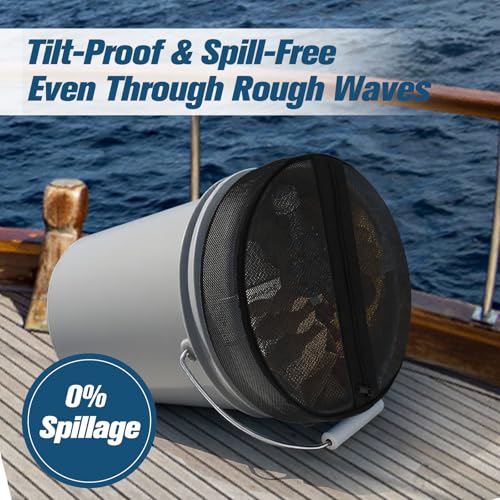 5 Gallon Bucket Lid Boat Trash Can Cover Converter with Mesh Opening for Fishing Bucket