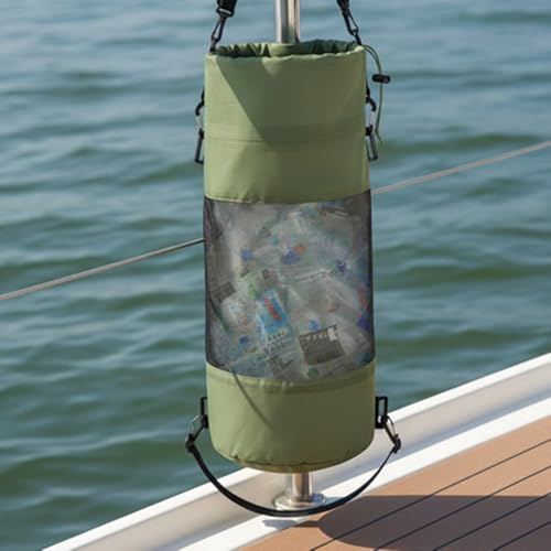3 Pack Boat Trash Bags Portable Boat Accessories Mesh Trash Bags Reusable Garbage Can for Kayak Pontoon Camper Fishing Outdoor Storage Cabin (Gray, White, Army Green)