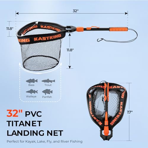 Titanet Folding Fishing Landing Net (32" Total Length (Fixed Handle) / Pvc Net)