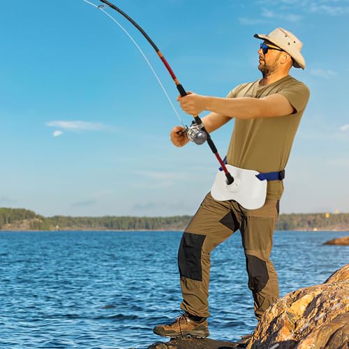 360°Adjustable Padded Fishing Fighting Belt Offshore Tackle Boat Fishing Rod Holder (White)