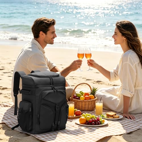 48 Can Large Insulated Cooler Backpack (Black)