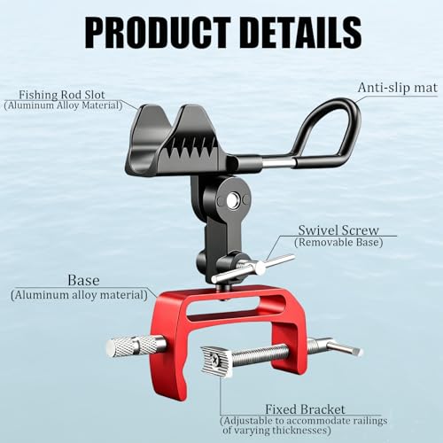 Fishing Rod Holder for Boat (Fishing Rod Holder square-2red)