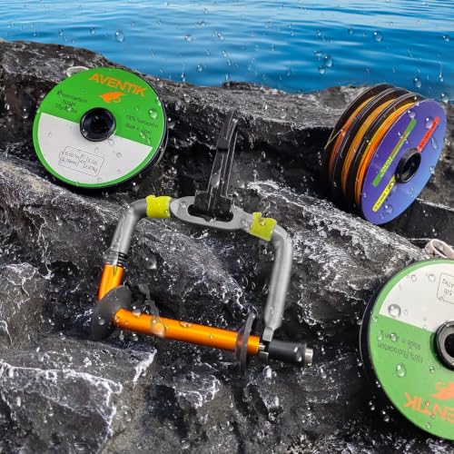 Fly Fishing Line Spool Dispenser Holds Multiple Tippet Spools for Easy Access Integrated Razorblade Line Cutter (Matt gunsmoke + Matt orange color / 2 Line Cutter)