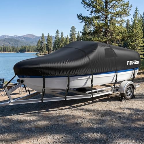 Heavy Duty Trailerable Boat Cover 16 (Black / Fits 16"-18.5" Length, 94" Beam Width)