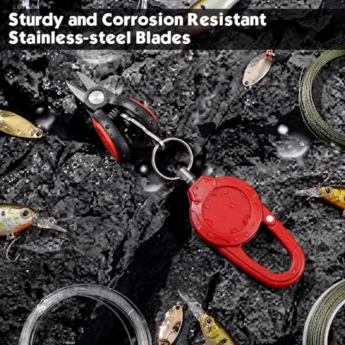 Fishing Line Cutte Braided Line Cutter with Retractors and Knot Tying Tool Accessories Stainless Steel Braided Fishing Nippers Scissors Clippers for Lines (Novel / Silver)