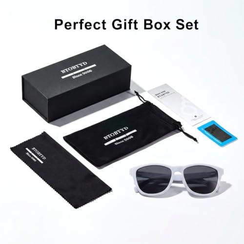Polarized Sunglasses for Women and Men (White Frame/Gray Lens)