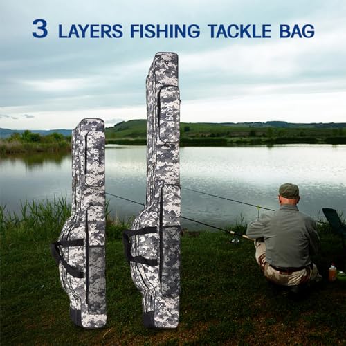 3 Layers Fishing Pole Bag (Gray / 150cm/59in)
