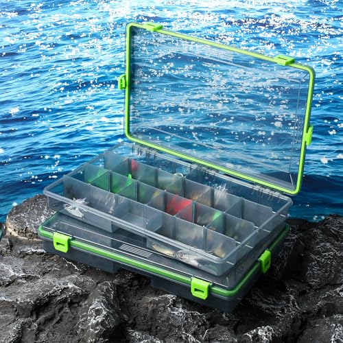 6 Pack Fishing Tackle Box Waterproof 3700 Tackle Tray (Green / 3700)
