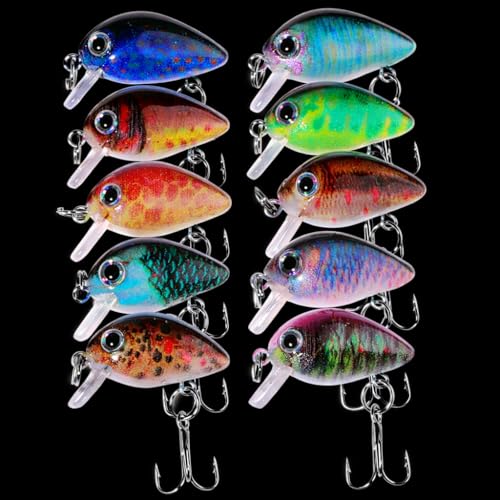 10PCS Micro Crankbait Fishing Lures Work Well (E1(1.1in 0.07oz))