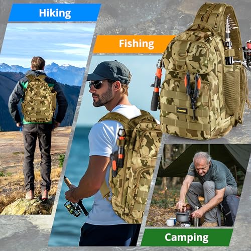 Fishing Backpack with Tackle Box Fishing Gear Kit Tackle Bag (Khaki Fishing Backpack With Fishing Tools)