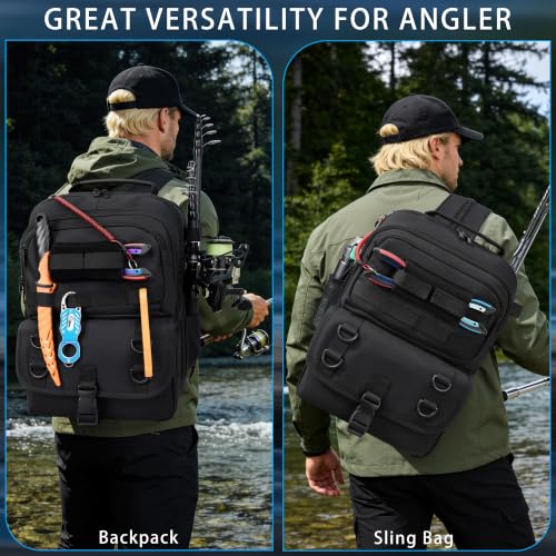 Fishing Backpack with Tackle Boxes (Black)