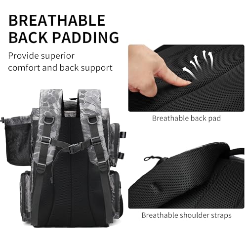 Fishing Tackle Backpack with Rod Holders (Camouflage Black)