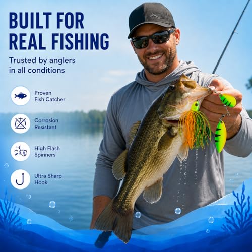 Fishing Spinner Lures (multi color 5pk (white, Black, 2 Green, Yellow)