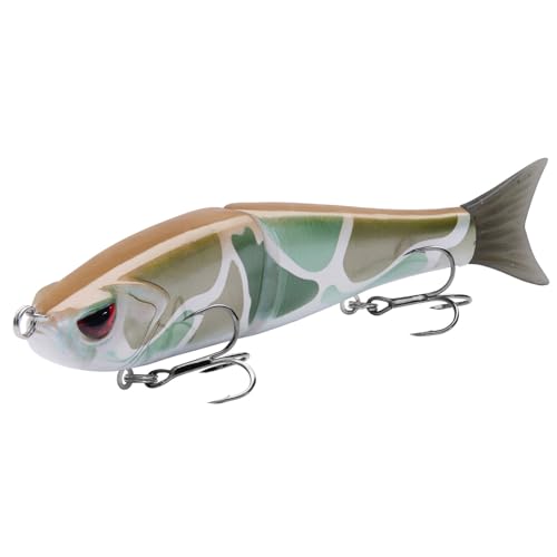 SwimShad Glide Baits Jointed Swimbait Bass Pike Salmon Trout Muskie Fishing Lure (Brown Color Block + Fish Camo + Black Camo / 7in/2.2oz)