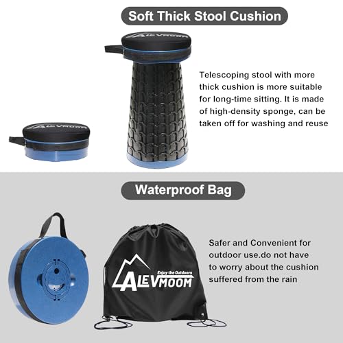 Upgraded Collapsible Stool with Cushion (Navy / 10.24*10.24*18.1 IN)