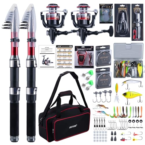 2 Pack Fishing Rod and Reel Combo with Carrier Bag